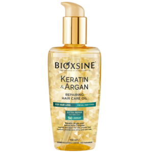 Regenerująco, nawilżająco – odbudowujący olejek Bioxsine Keratin&Argan, dzięki specjalnej formule dostarcza witaminy, aminokwasy, a także kwasy tłuszczowe potrzebne włosom.